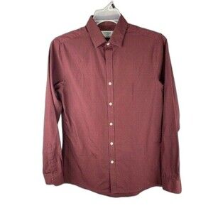 TopMan Size S Mens Dress Shirt Maroon Long Sleeve